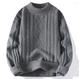 Men's Sweaters Autumn Winter Knitted Men Crew Neck Aran Sweater Pullover Long-Sleeve Loose Harajuku Mens Retro Knitting
