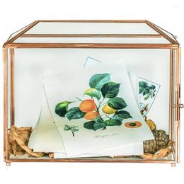 Party Supplies Copper Glass Card Box For Wedding Reception Handmade Rose Gold Geometric Decorative Terrarium Centerpiece Gift