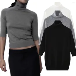 Women's Sweaters Withered Fashion Office Ladies Casual Solid Colour Basic Knitted Tops Turtleneck Autumn And Winter Women