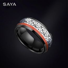 Wedding Rings Men Personality Tungsten 8mm Width Good Luck Ring Women Fashion Jewellery Customised 231030