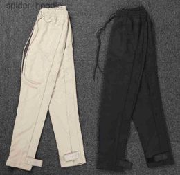 Men's Jeans 21FW Latest 1 1 High Quality drawn Rope nylon breasted casual trousers pants Loose Sweat pants Streetwear L231030