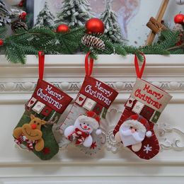 Decorative Objects Figurines Christmas Stocking Socks Fireplace Xmas Tree Hanging Ornaments Santa Claus Snowman Elk Candy Bags Year Decoration 231030