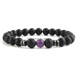 Charm Bracelets 8Mm Matted Black Beads Stone Hematite Bracelet Men Women Yoga Healing Nce Bk Drop Delivery Jewelry Dhgarden Dhrpo
