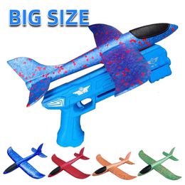 Diecast Model Big Size Foam Plane er Airplane Catapult Glider Toys for Kids Children Outdoor Game Shooting Fly Birthday Boy Gifts 231030