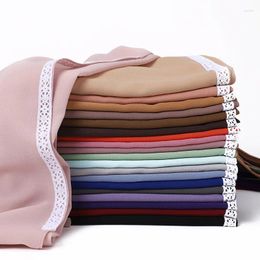 Ethnic Clothing Lace Chiffon Hijab Scarf For Muslim Women Shawls Instant Scarves Hoofddoek Head Wrap Hijabs Woman Ramadan