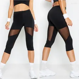 Active Pants Black Mesh Patchwork Leggings Women's Jeggings Legins Women Leggins Female Elastic Pant Capri Fitness