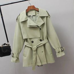 Women's Trench Coats British Fashion Temperament Windbreaker Women's Coat Spring Autumn Waist Trench Coat All-match Short Coat Lady Jacket 231030