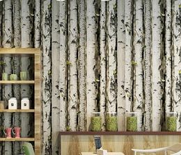 Wallpapers 3D PVC Birch Wood Tree Wallpaper For Bedroom Modern Design Living Room Wall Paper Roll Rustic Forest Woods 10MX53CM