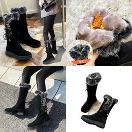 quality Boots Green Companion True Rabbit Hair Snow for Women in Winter Mother Warm Cotton Shoes with Plush Thick Sole Women's