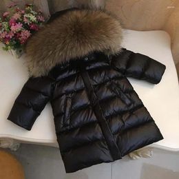 Down Coat Winter Fur Hooded Boy Jacket Thick Warm Long Baby Girls Coats Outdoor Children's Snowsuit Windproof Kids Parkas Clothes