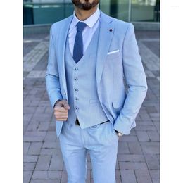 Men's Suits Summer Fashion Male Suit Solid Colour Notch Lapel Slim Fit 3 Piece Business Formal Wedding Groom Tuxedo Custom Clothing