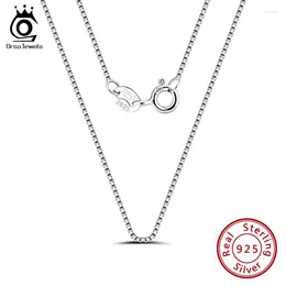 Pendants ORSA JEWELS Italian 925 Sterling Silver 0.6mm Box Chain For Women Simple Basic 16-24 Inches Necklace Jewelry Gift Wholesale SC07