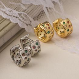 Hoop Earrings Mafisar Unique Design Gold/Silver Color Cute For Women Girl Colourful CZ Zircon Inlay Party Jewelry Female