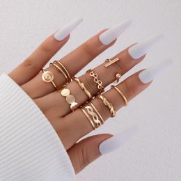 Cluster Rings INS Simple Joint Opening Ring Sets For Women Men Charms Hollow Geometry Alloy Metal Jewerlry Anillo 9pcs/sets