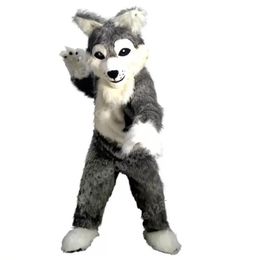 Christmas Long gray wolf Mascot Costumes Halloween Fancy Party Dress Cartoon Character Carnival Xmas Advertising Birthday Party Costume Outfit