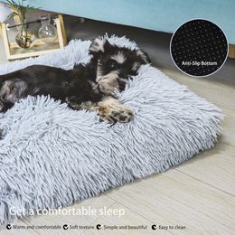 kennels pens Dog Bed Pet Mat Pet Bed Washable Plush Pet Crate Bed For Dog Anti-Slip Pet Mat Bed For Cat Fluffy Comfy Pet Sleeping Mat 231030