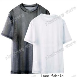 xinxinbuy Designers Tee Men Women T Shirts Lace fabric letter luxury white black S-2XL2131