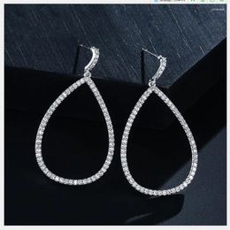 Dangle Earrings Plating Cubic Zirconia Stone Boucle D'oreille Femme 2023 Silver Long