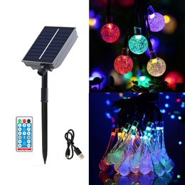 Upgraded Solar String Light with Remote Control Big solar panel Outdoor Garden Christmas Fairy Holiday Lighting Decora 8 Modes