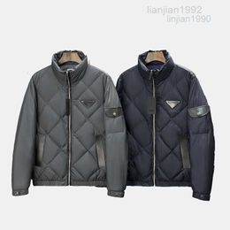 2023 Italian Designer Autumn Winter Men's New Down Jacket Stand Collar Double Sided Triangle Label Fashion Warm Thick Coat with