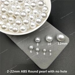 2-22mm No Hole White Round Acrylic ABS Imitation Pearl Beads Charm Loose Bead for Jewellery Making Diy Craft Accessories Wholesale Fashion JewelryBeads Jewellery