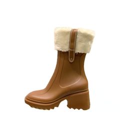 Square Toes Chunky Heels Martin Boots for Women British Style with Plush Linner Snow Boots Boots Autumn and Winter