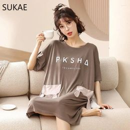 Women's Sleepwear SUKAE M-5XL Cool Modal Summer Night Dress Women Plus Size Short Sleeves Sleepshirt Woman Unique Design Pyjama Dressing