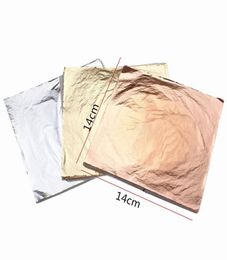 New 100 Sheets Gold Silver Copper Leaf Foil Paper Gilding Art Craft Decorative Material 14x14cm 3 Colours 5338067