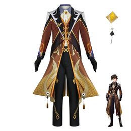 Impact Genshin Coswear Full Uniform Cosplay Anime Zhongli Men's Performance Costumes