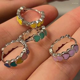 Hoop Earrings 2024 Korean Cute Colourful LOVE Heart For Women Couples Trendy Elegant Wedding Bride Jewellery Gifts Prevent Allergy