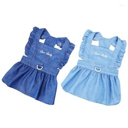 Dog Apparel Thin Style Pet Dress Letters Embroidered Jean Clothes For Small Dogs Puppy Cat Harness Vest Girl Summer Skirts Yorkies