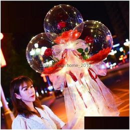 Other Festive Party Supplies Valentines Day Led Luminous Rose Bobo Ball Net Red Bouquet Balloon Night Market Booth Diy Innovative Dht53