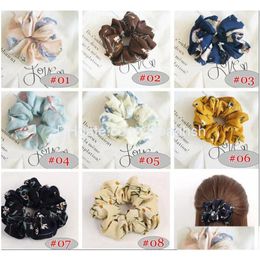 Hair Accessories 8Colors Women Girls Rose Floral Colour Cloth Elastic Ring Ties Hairbands Ponytail Holder Rubber Band Drop Delivery P Dh2Cf