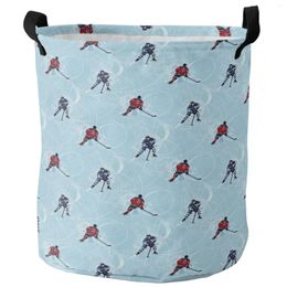 Laundry Bags Hockey Player Ice Skating Dirty Basket Foldable Waterproof Home Organizer Clothing Children Toy Storage