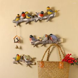 Hangers American Creative Wall Hanger Crafts 3D Stereo Resin Birds Hook Porch Coat Key Rack Hanging Ornaments Mural Decoration