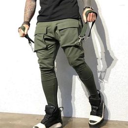 Men's Pants Men Joggers Zip Pocket Hip-hop Multi-pocket Sweatpants Man Gyms Workout Fitness Cotton Trousers Male Casual Fashion Skinny