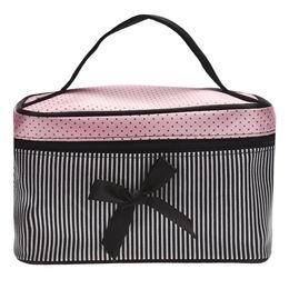 Cosmetic Bags Cases Women Travel Bow Stripe Make Up Girl Bag Makeup Beauty Bra Wash Organizer Toiletry Pouch Storage Kit Bath Case 231030