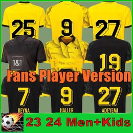 23 24 Soccer Jerseys HALLER REUS DORTMUNDs 2023 2024 Borussia Football Shirt BELLINGHAM NEONGELB HUMMELS BRANDT Special version Men top Kids Kit Maillot De Foot