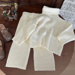 Clothing Sets Baby Girl Boy Cotton Knitted Ribbed Clothes Set Sweater Pant 2PCS Infant Toddler Child Knitwear Suit Autumn 1 10Y 231030