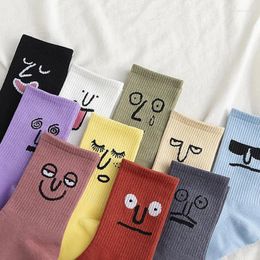 Women Socks 3 Pairs Women's Cotton Casual Korea Fashion Funny Multiple Colours Middle Tube Female Kawaii Crew Sock For Male