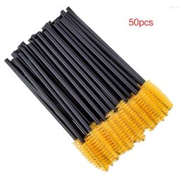 Makeup Brushes 50Pcs Disposable Eyelash Brush Mascara Wands Applicator Professional Spooler Comb Eye Eyelashes Extension