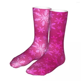 Men's Socks Pink Snowflakes Men Women Casual Abstract Christmas Novelty Spring Summer Autumn Winter Gift