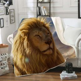 Blankets 3D Lion Printed Sherpa Blanket Couch Quilt Cover Travel Bedding Outlet Velvet Plush Throw Fleece Bedspread