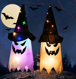 LED Halloween Decoration Flashing Light Gypsophila Ghost Festival Dress Up Glowing Wizard Ghost Hat Lamp Decor Hanging Lantern2723087