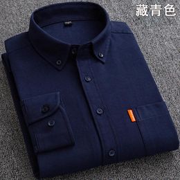 Men's Polos 2023 Handsome Oxford Spinning Long Sleeve Shirt Button Collar Solid Color Business Casual Top Cardigan Versatile