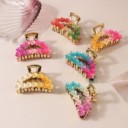 Gradient Colours Plastic Hair Clip Acrylic Small Hair Claw For Women Girls Fashion Crab Hair Tins Clamps Hair Accessories 2891