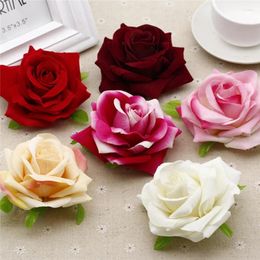 Decorative Flowers 30Pcs/bag DIY Large Rose Flower Heads Artificial Silk Fake Flores Artificiales Wedding Car Decoration