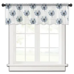 Curtain Flower Stamen Stacking Blue Small Window Valance Sheer Short Bedroom Home Decor Voile Drapes