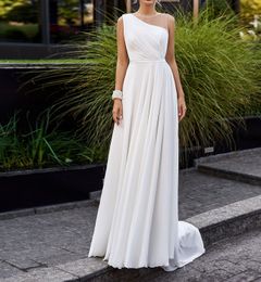 A-Line Wedding Dress 2024 Sheer Illusion Neck Sleeveless Beaded A-line Chiffon Bride Gowns Elegant Robe De Mariee Vestidos De Noiva