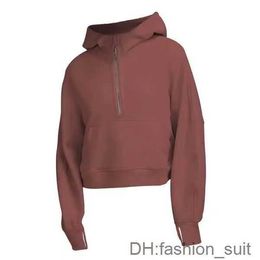 Women's Hoodies Sweatshirts Designer Scuba Womens Half Zip Lululemens Hoodie Ladies Yoga Outwear Clothing Thick Long Sleeve Fleece Jumper Lulu 1 TXD1